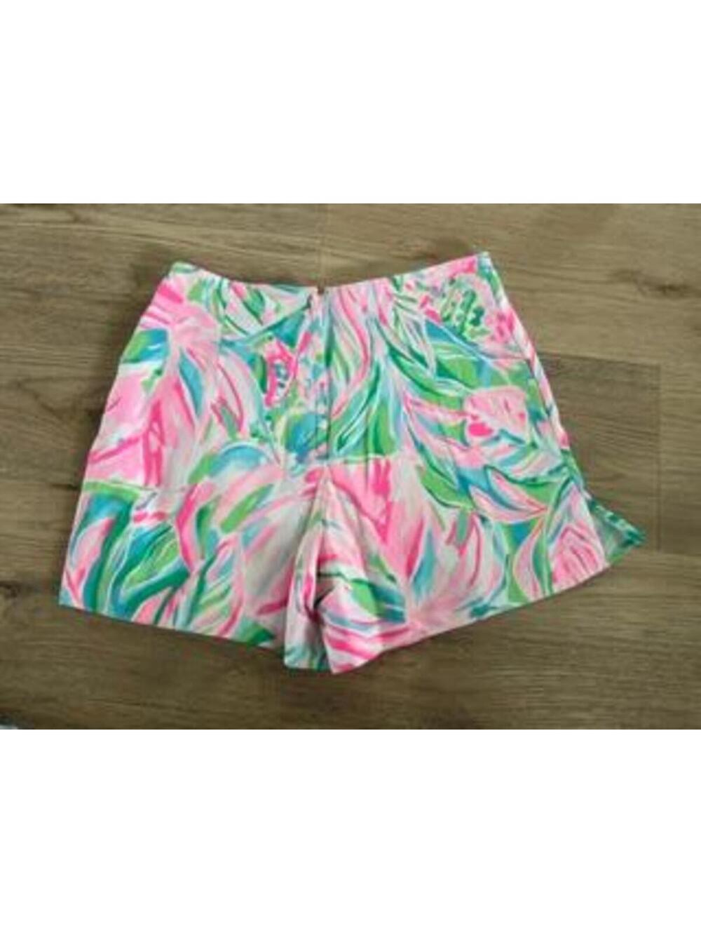 Lilly Pulitzer Skort Womens Size 0 Pink Green Floral Ruffle Hem Zip Back Sri